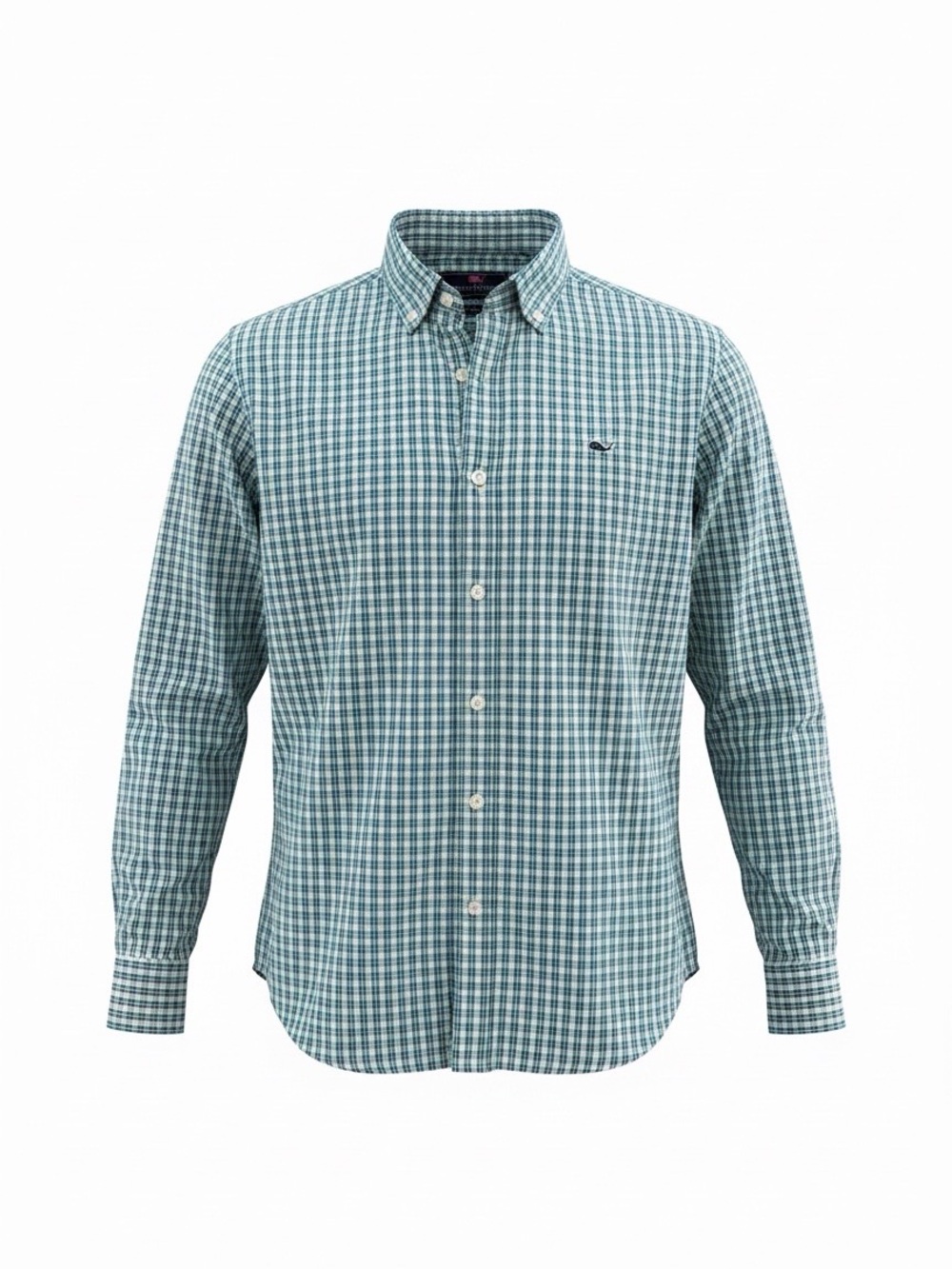 Vineyard Vines Whale Shirt Men’s L Blue Green Plaid Button Down